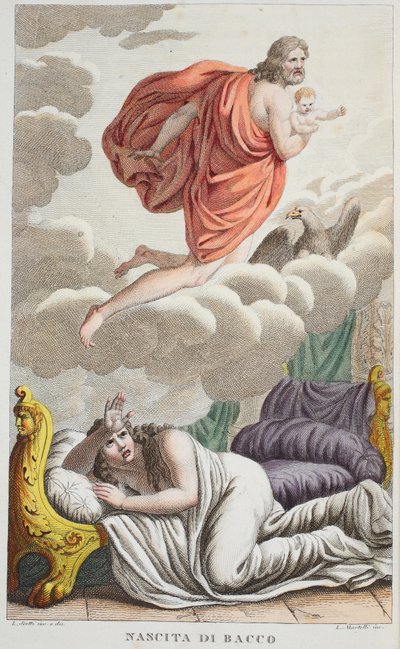 Semele is Thunderstruck or Nascita de Bacco, Illustration from Ovid